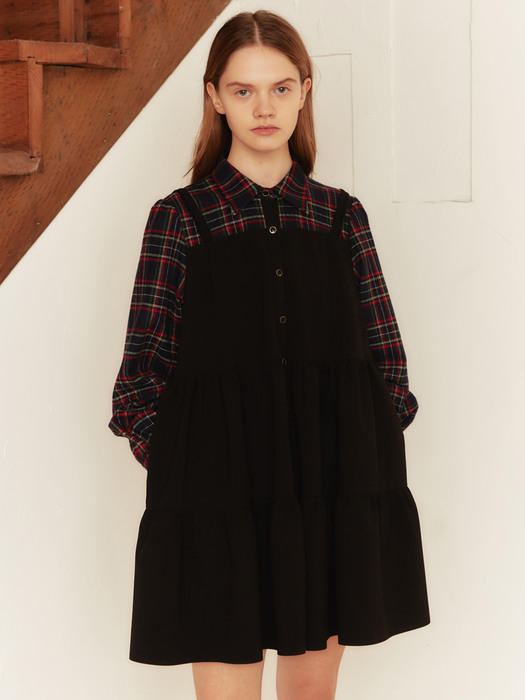 A3 CHECK BLOCK FLARE DRESS_BK