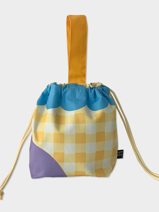 Yellow check string bag
