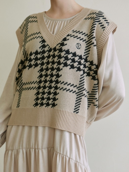 MULTI V KNIT VEST_BEIGE