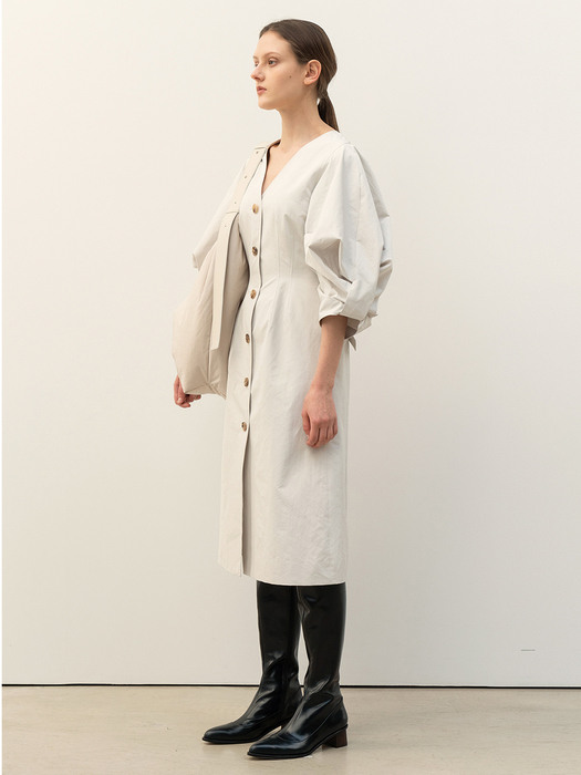 FW20 Twisted Volume Sleeve Dress-2colors