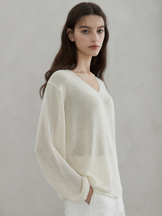 loose V knit (oatmeal)