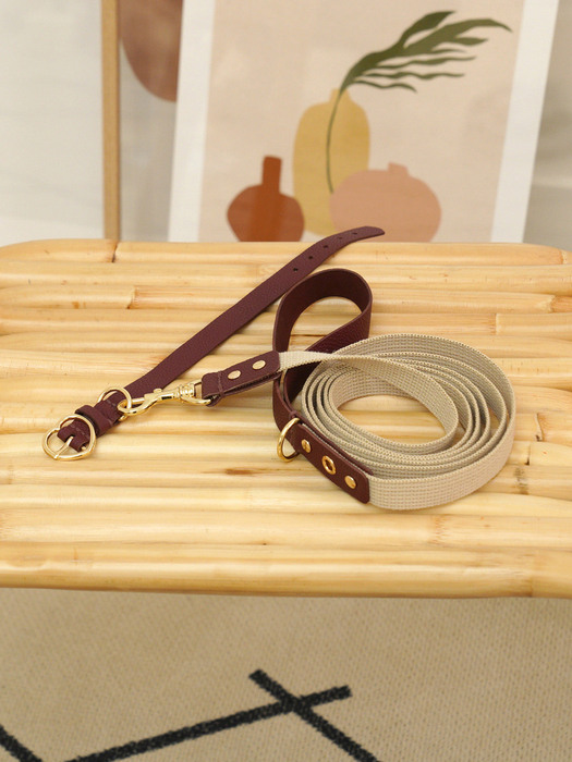 Running Mate Leather&Webbing Lead_Wine/Ivory