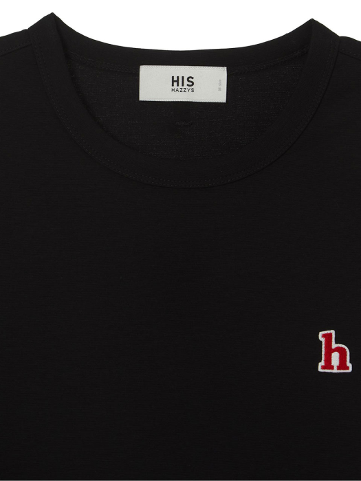 [HIS]블랙 h로고 솔리드 티셔츠 HZTS1B801BK