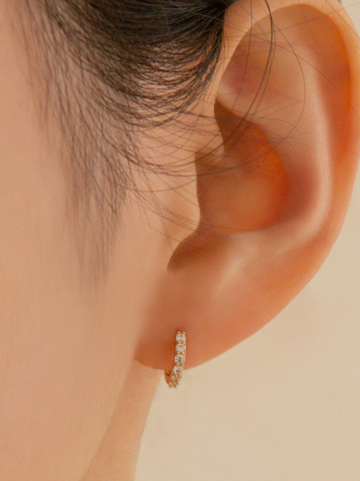 14k gold edge CZ onetouch ring earring (14k 골드) a02