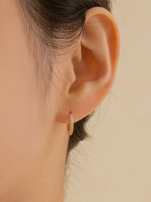 14k gold edge CZ onetouch ring earring (14k 골드) a02