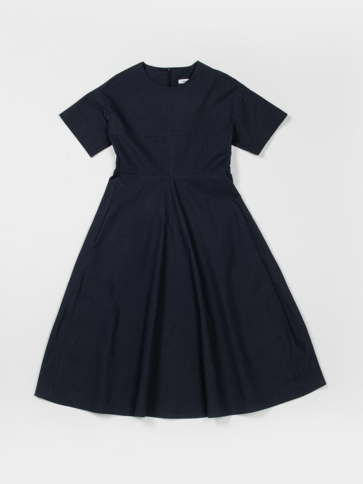 Cotton slit onepiece-navy