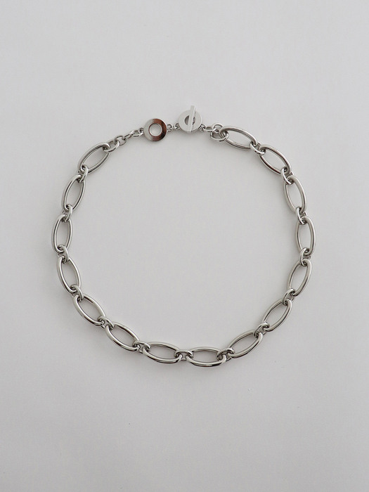 oval necklace - silver