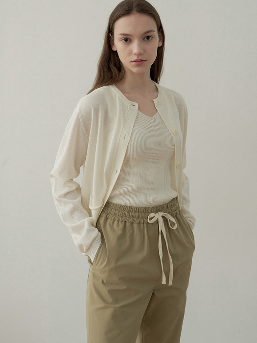 drawstring cotton pants (khaki)