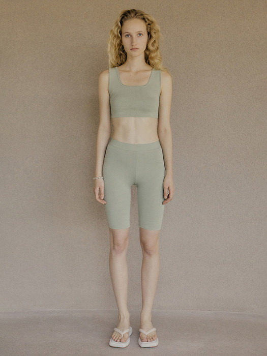 21SS CROPPED KNIT TOP - LIGHT GREEN
