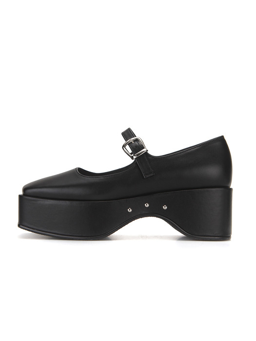 Squared toe mary jane platforms | Black