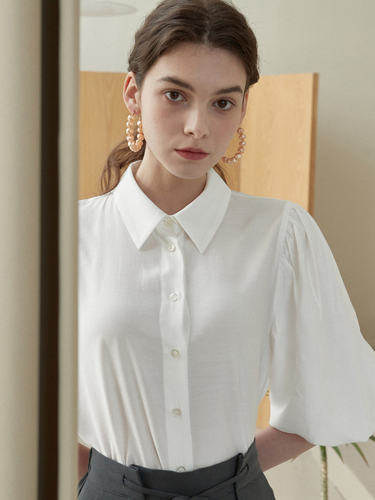 amr1228 balloon sleeve blouse (white)