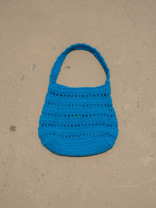 Flower point handmade crochet knit bag (Blue)