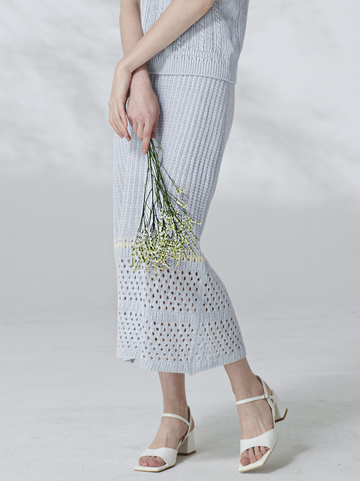 Linnen knit skirt (light blue)