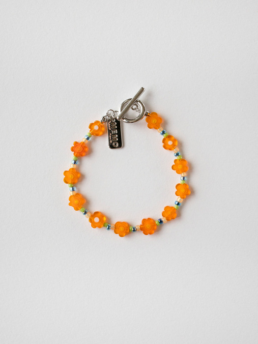 Orange flower glass bracelet