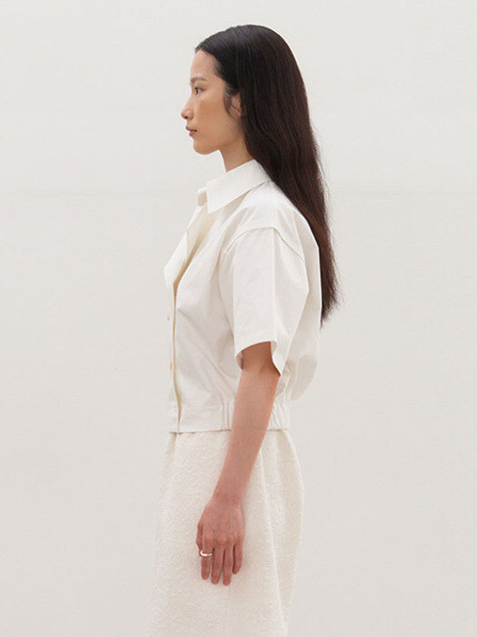 Trench short button jacket_white