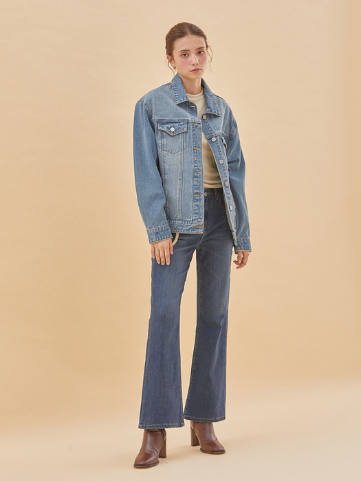 MODAL DENIM SEMI-BOOTS CUT PANTS INDIGO