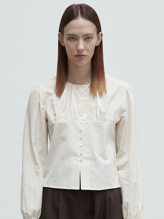 amr1308 shirring blouse (beige)