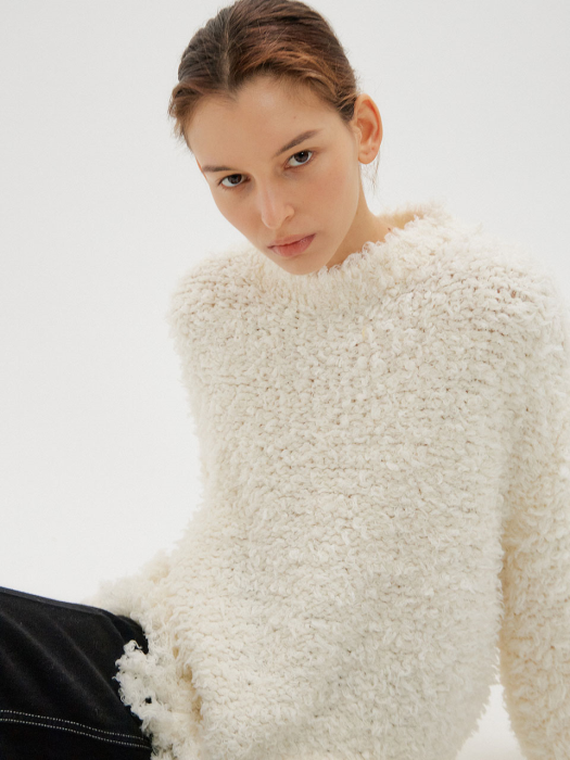 TREE Fringed Knit Pullover - Ivory