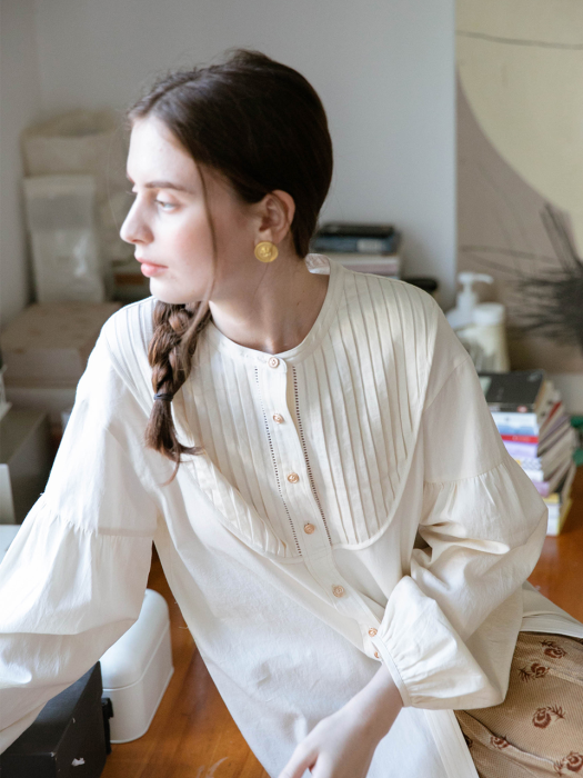 BONNIE vintage pintuck shirt_ivory