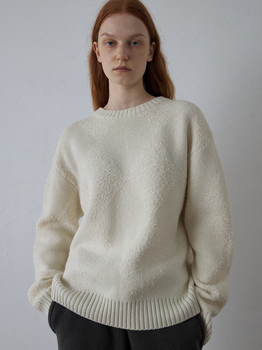 [Woman] Argyle Textured Pullover (Cream)