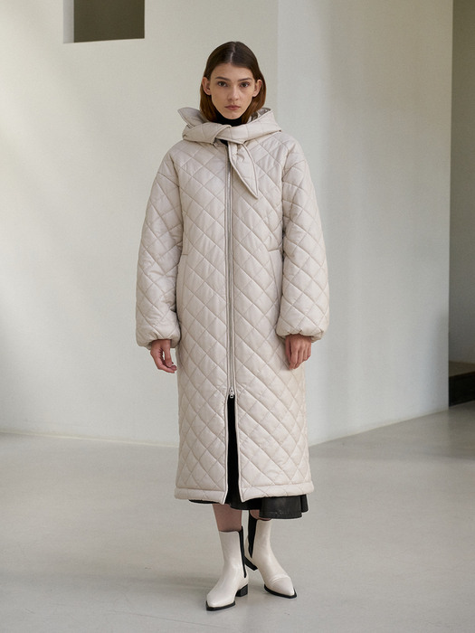 Eco leather quilting coat 에코 레더 퀼팅 코트 ivory