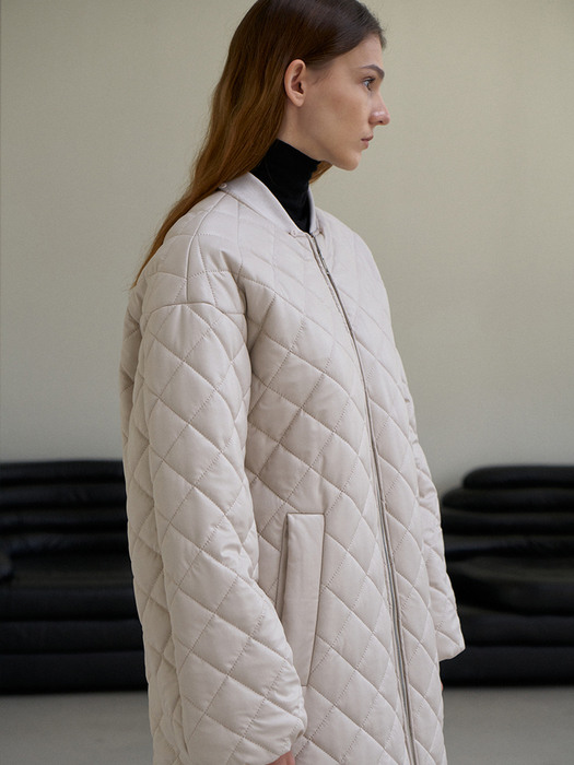 Eco leather quilting coat 에코 레더 퀼팅 코트 ivory