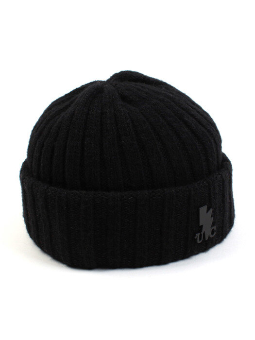 Black BK Wool Short Beanie 숏비니