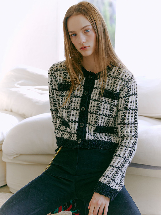 Tweed Knit Cardigan, Ivory