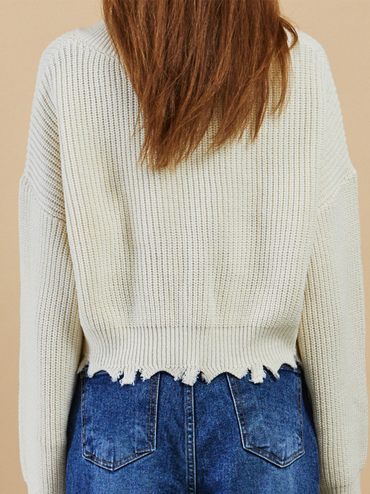 FAN YOUNG damaged crop knit top