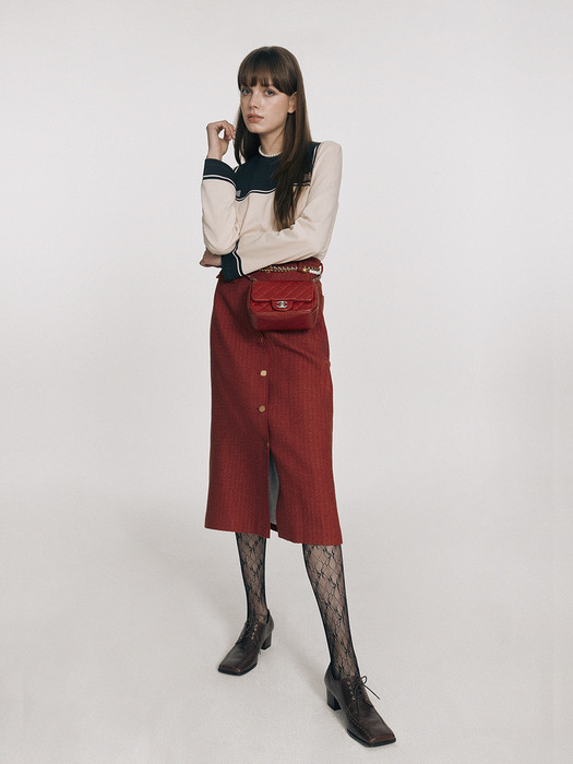 [EXCLUSIVE] A-Line Long Skirt - Red