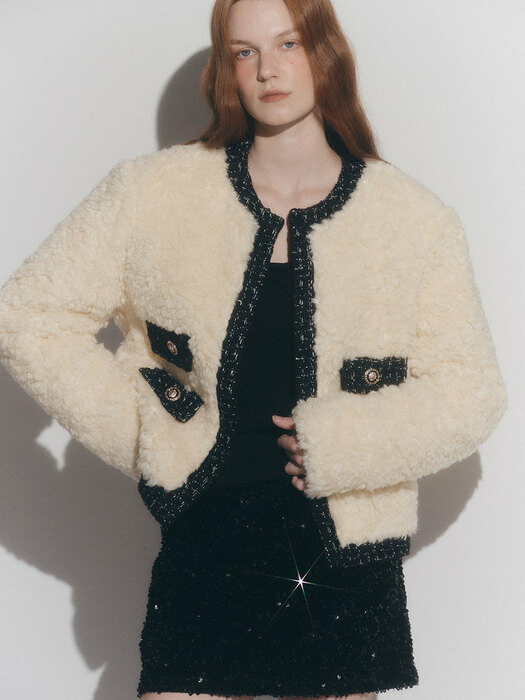 FUR TWEED JACKET(YELLOW)