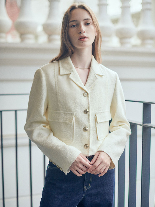 Tweed Collar Jacket IVORY