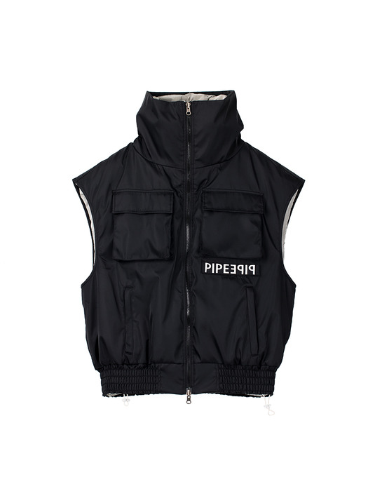 [PIPE] Reversible Padding Zip-Up Vest (Black)