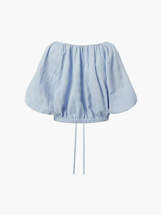 BALLOON SLEEVE OFF-THE SHOULDER BLOUSE, SKY BLUE