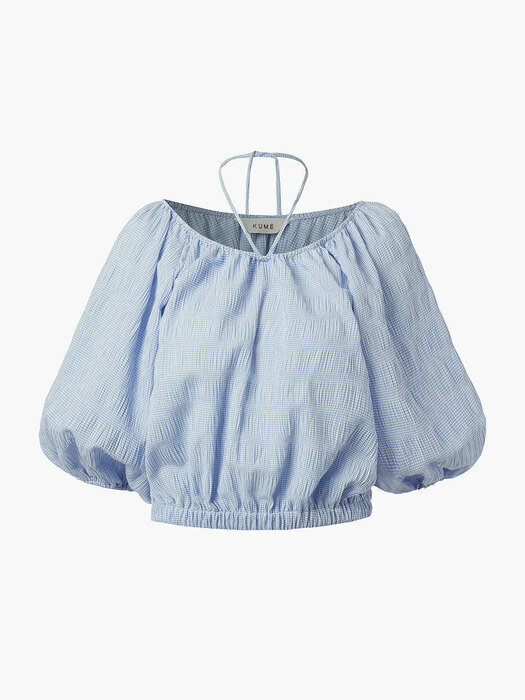 BALLOON SLEEVE OFF-THE SHOULDER BLOUSE, SKY BLUE