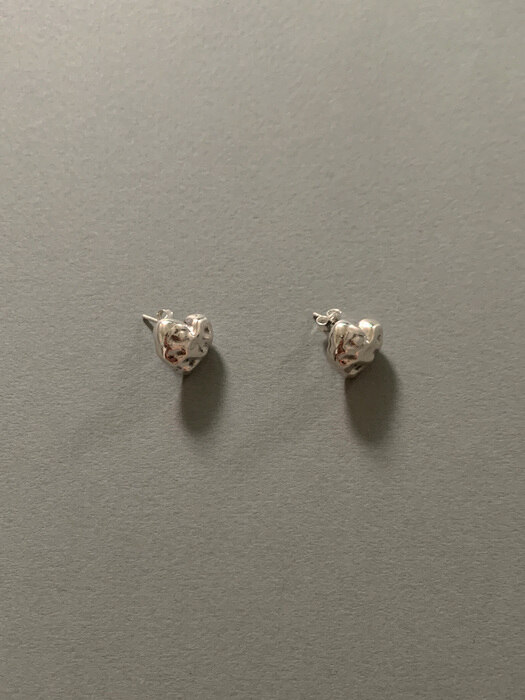 Popcorn Heart Earrings - Silver