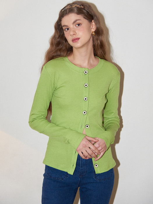 Button Point Cardigan_ Green