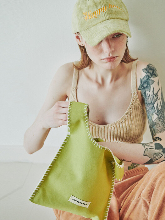 Pomme bag_ Green+ivory (Canvas)