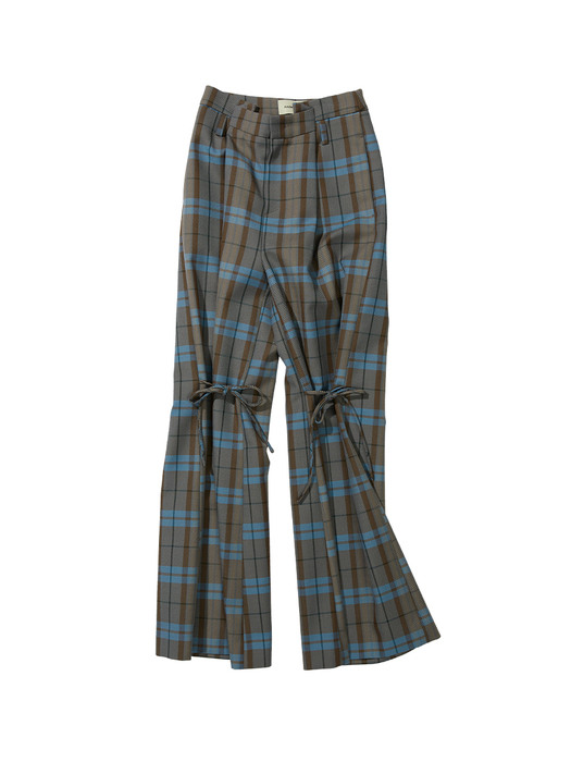 (WOMEN) PICCADILLY KNEE-TIE CHECK TROUSERS apa526w(BLUE/BROWN)