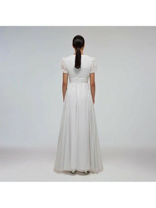 화이트 크링클 쉬폰 도트 멕시 드레스 (SS22-075MA)