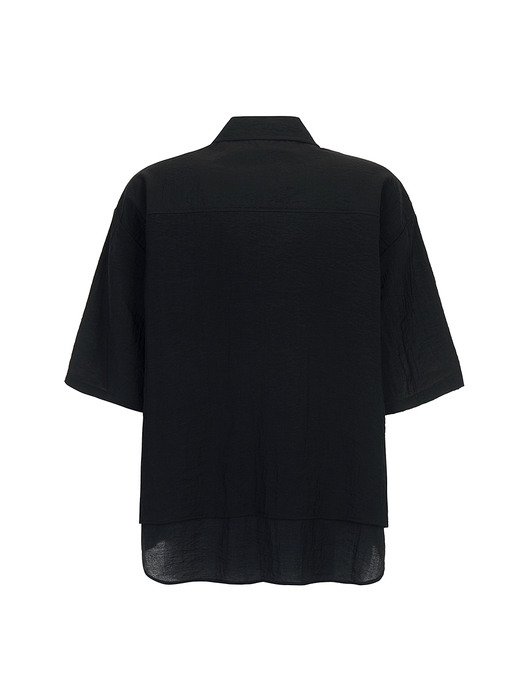 DOUBLE LAYERED SHORT SLEEVED SHIRT_BLACK