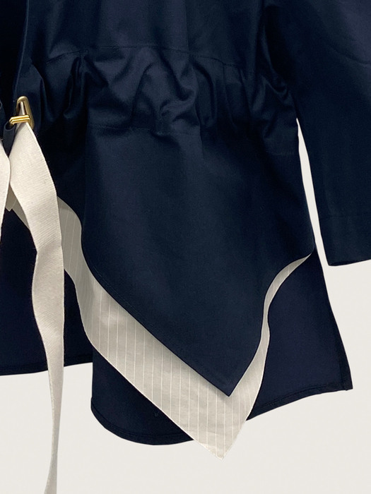 Bryn V-Neck Shirring Jacket_Navy