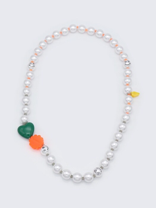 Heart daisy charm point pearl beads mix Necklace 하트 데이지 참 포인트 비즈 진주 목걸이