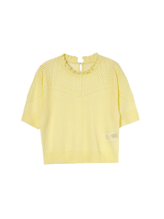 Pointelle Crop Knit Top_YL