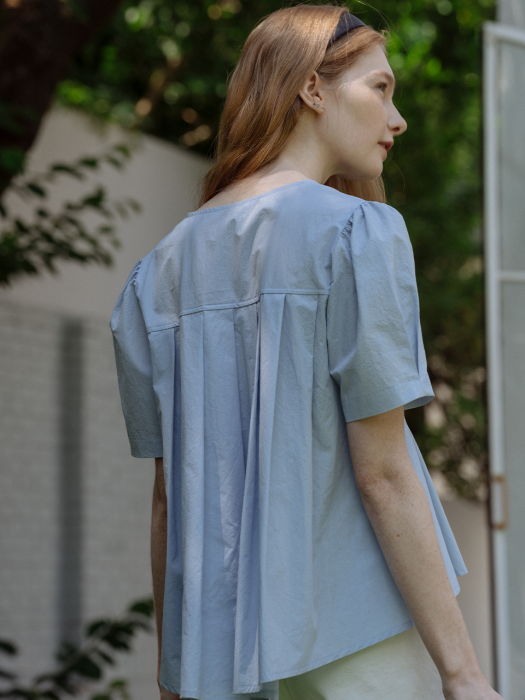 Pearl point flare blouse_Skyblue