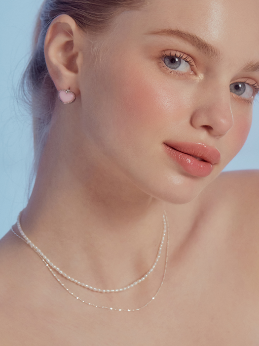 (SET) Petit oval pearl+Shine Tinsel Necklace SE0167
