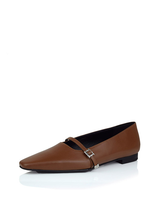 Ore one strap buckle flats brown