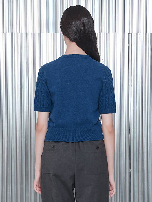 Half Sleeve Knit Pullover  Blue (KE2851M02P)