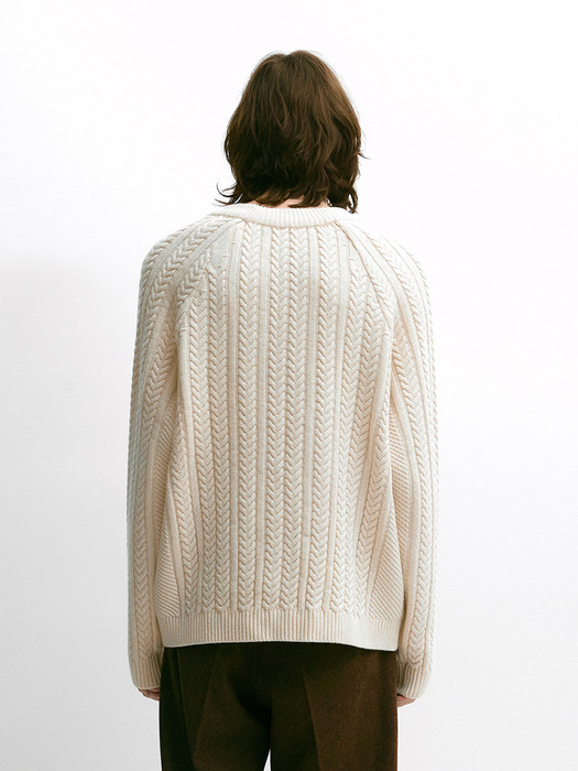 CABLE RAGLAN KNIT IVORY