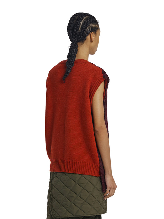 Layered Knit Vest_Red